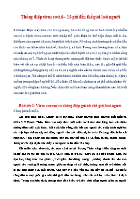 Bài viết Thông điệp virus covid-19 gửi đến thế giới loài người